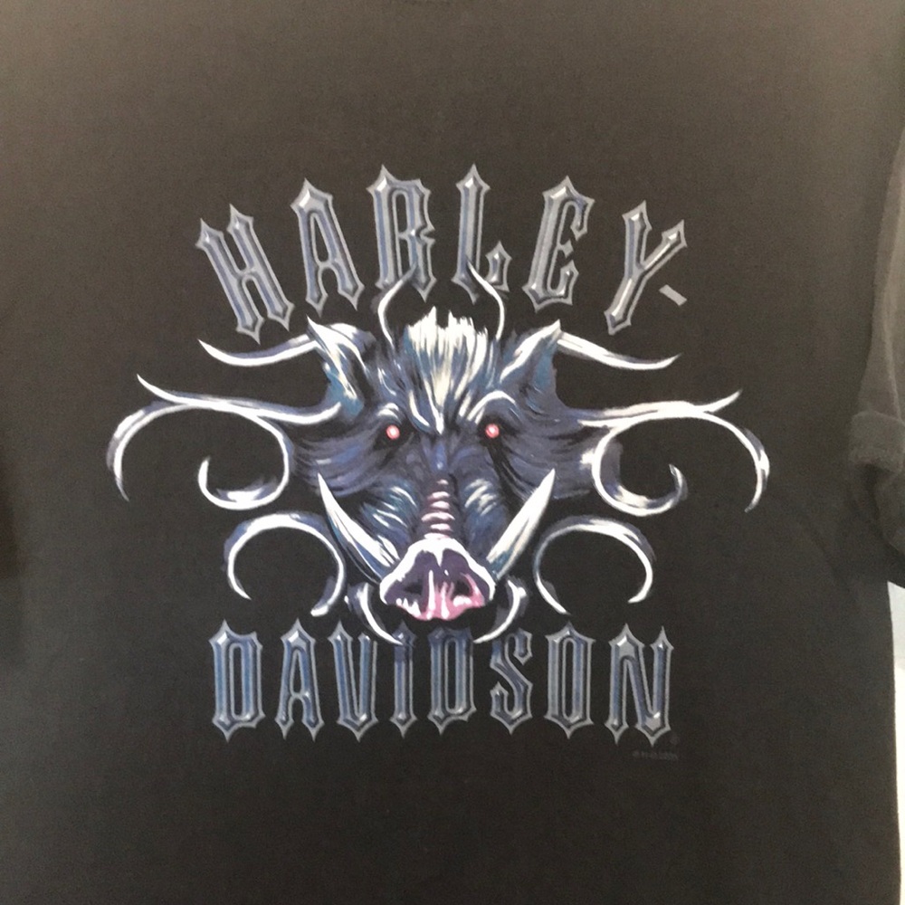Harley-Davidson Men's Vintage Black T-Shirt. Dated 2000. Good Condition. Size L.